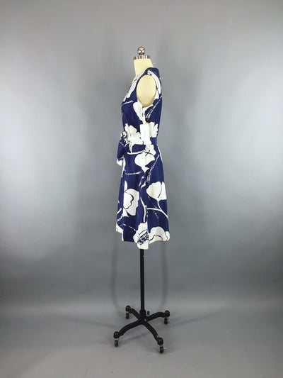 Vintage 1960s Dress / Liberty Circle / Blue Floral Print - ThisBlueBird