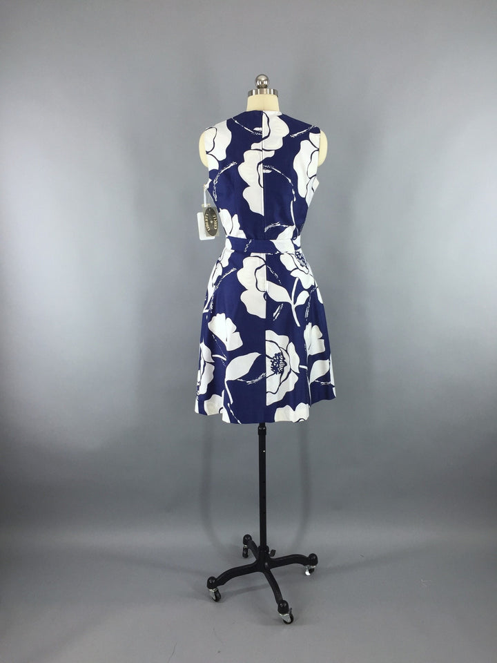 Vintage 1960s Dress / Liberty Circle / Blue Floral Print - ThisBlueBird