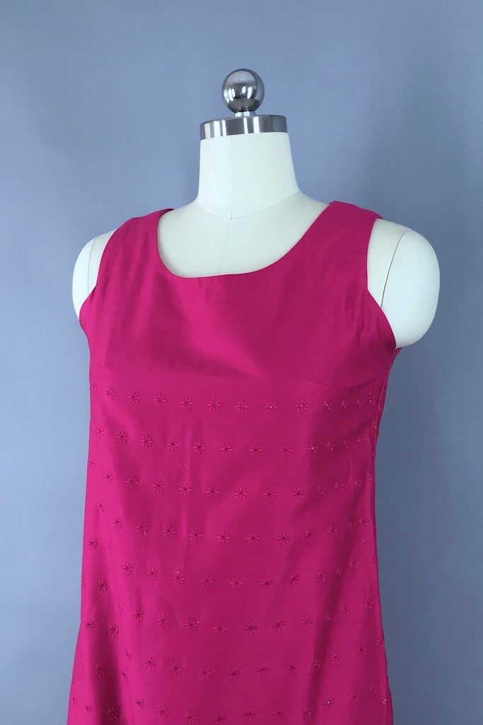Vintage Magenta Pink Eyelet Dress-ThisBlueBird