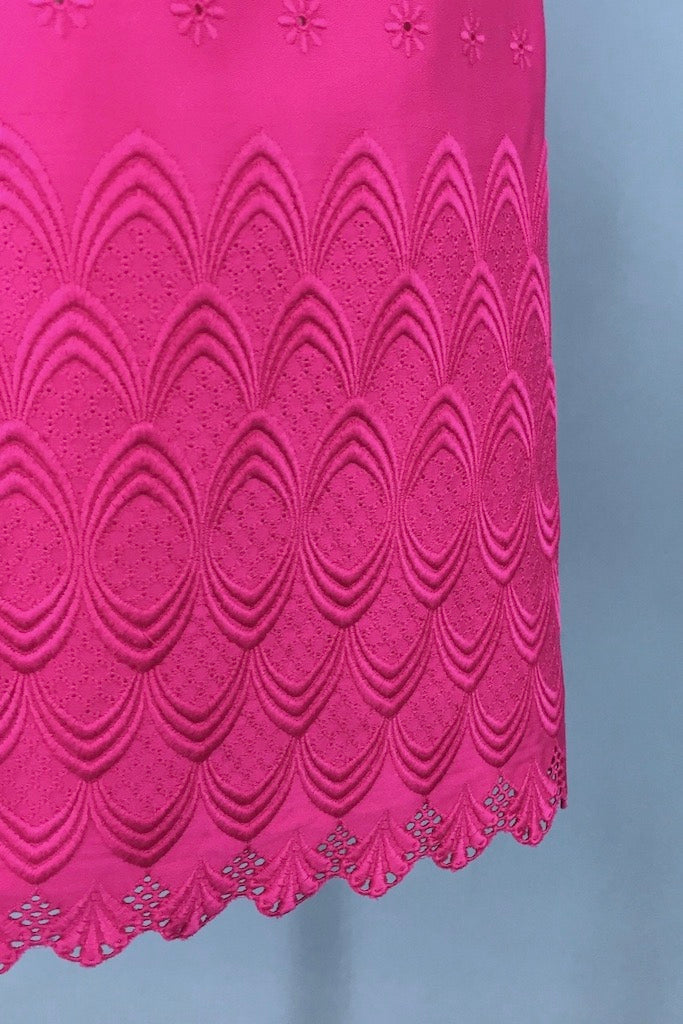 Vintage Magenta Pink Eyelet Dress-ThisBlueBird