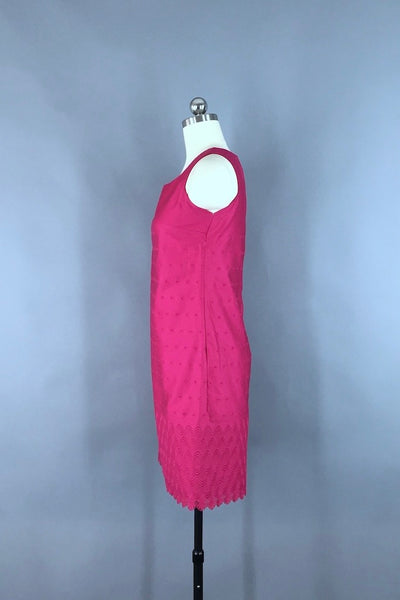 Vintage Magenta Pink Eyelet Dress-ThisBlueBird