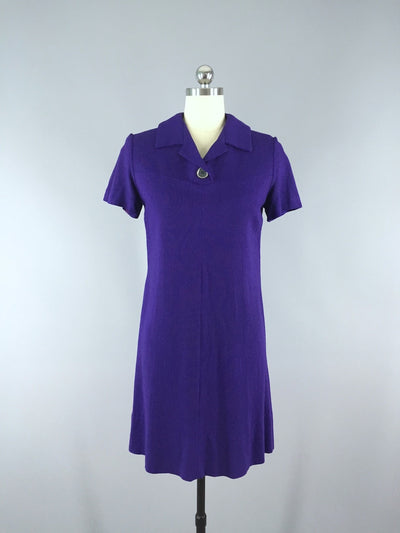Vintage 1960s Dress / Purple Day Dress - ThisBlueBird