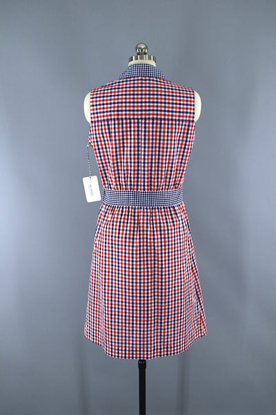 Vintage 1960s Dress / Red, White & Blue Gingham - ThisBlueBird