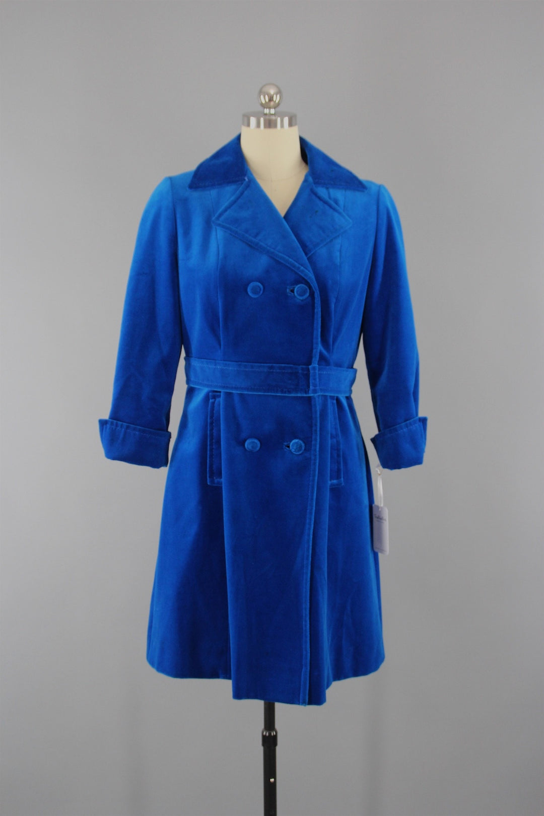 60s】Euro Vintage Cotton Belted Coat 46 Vintage 1960's Classic
