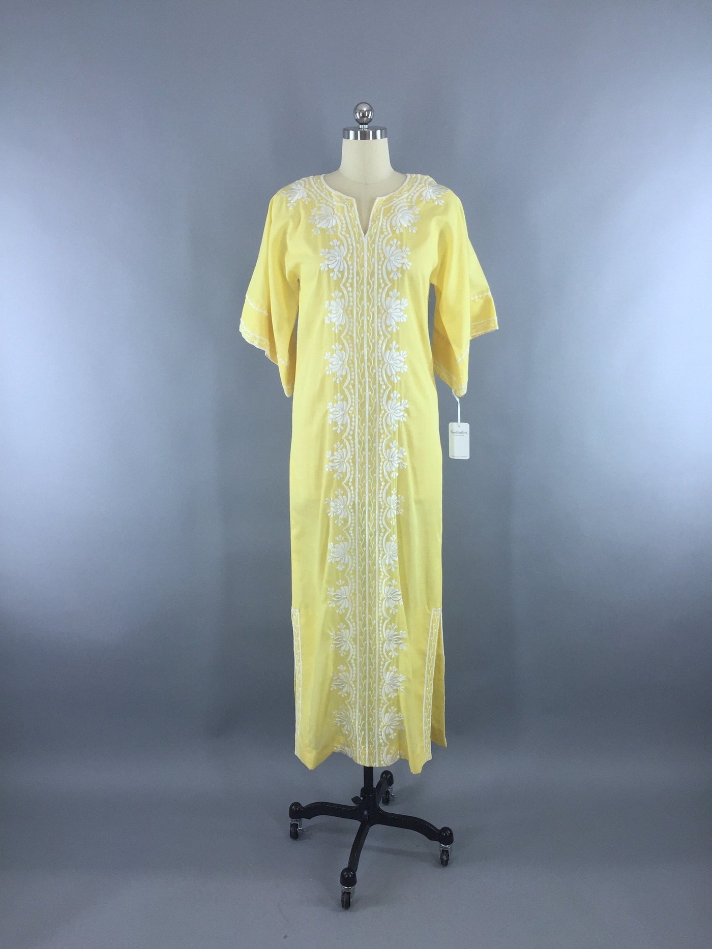 Vintage 1960s Embroidered Festival Caftan Dress - ThisBlueBird