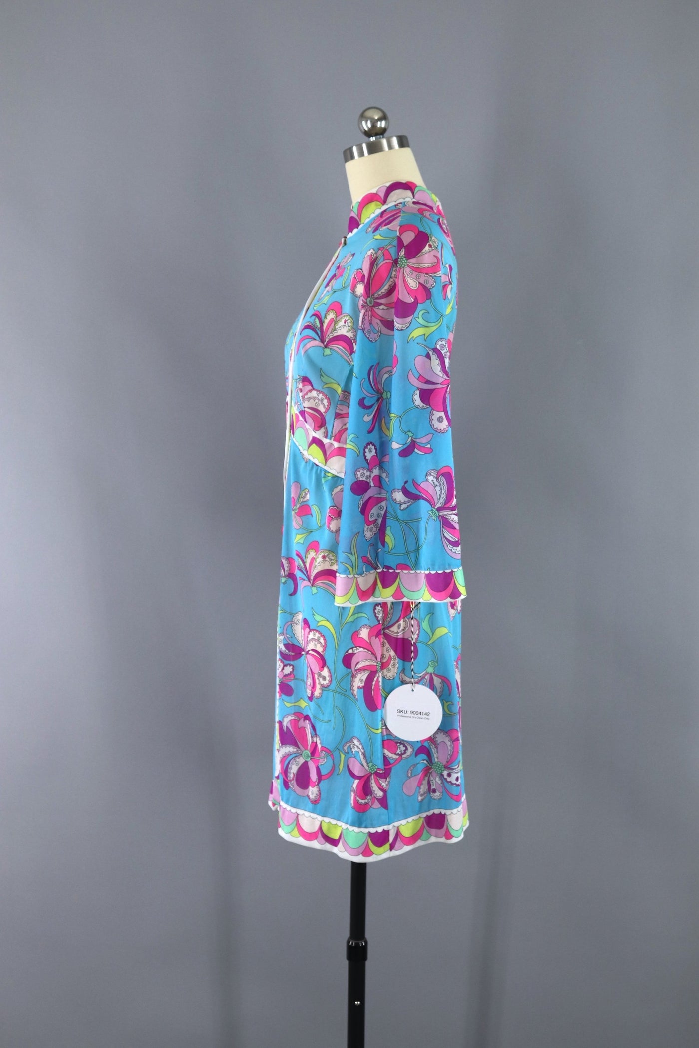 Vintage 1960s Emilio Pucci Robe Nightgown / Aqua & Pink - ThisBlueBird