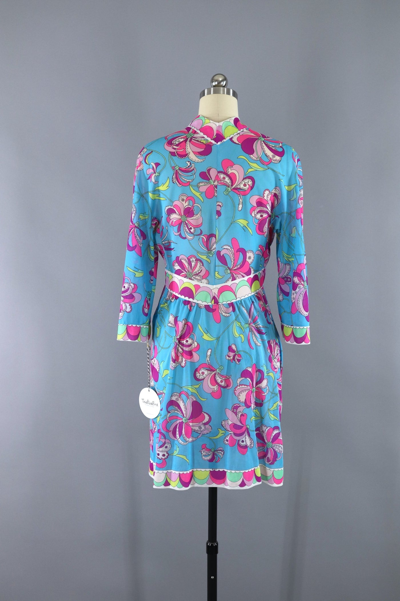 Vintage 1960s Emilio Pucci Robe Nightgown / Aqua & Pink - ThisBlueBird
