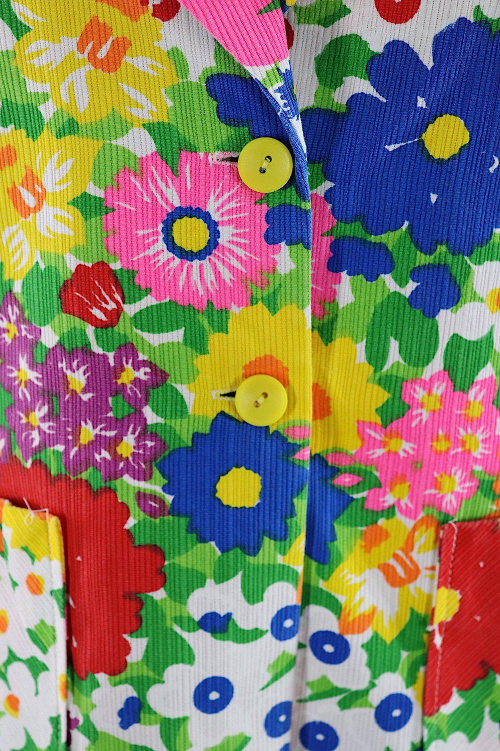 Vintage 1960s Floral Print Blazer Jacket - ThisBlueBird