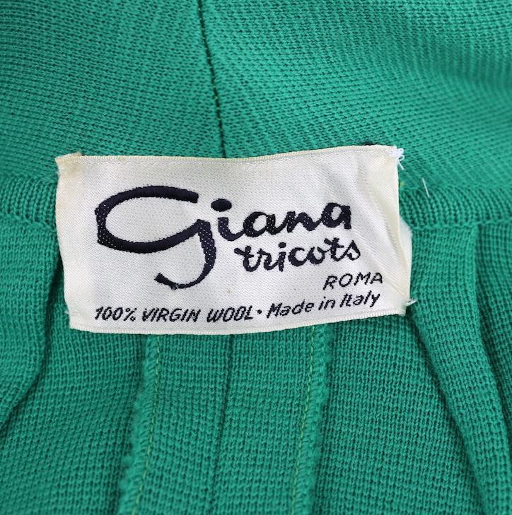 Vintage 1960s Giana Tricots Italian Wool Belted Cardigan Jacket / Kelly Green - ThisBlueBird