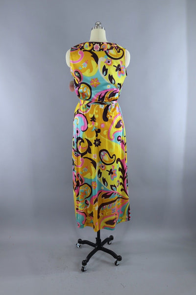 Vintage 1960s Gold & Pink Mod Wrap Dress - ThisBlueBird