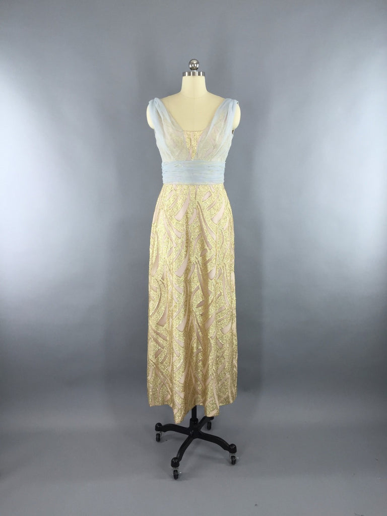 Vintage 1960s Grecian Goddess Gold Maxi Dress by Rose Taft for Helen S –  ThisBlueBird