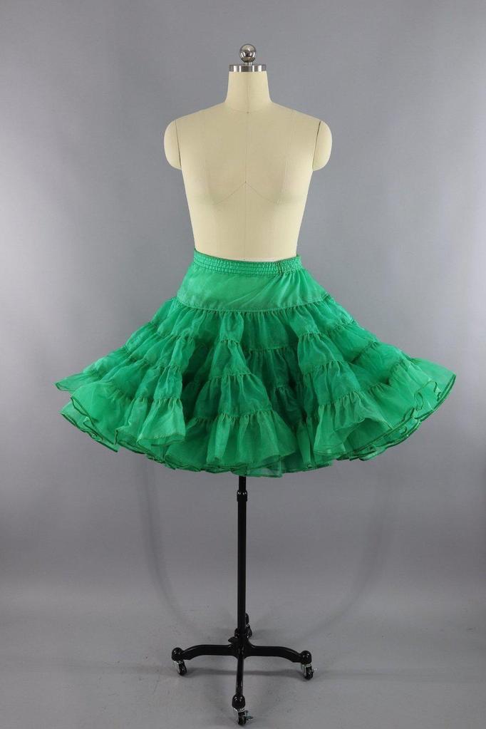 Vintage 1960s Green Crinoline Skirt - ThisBlueBird