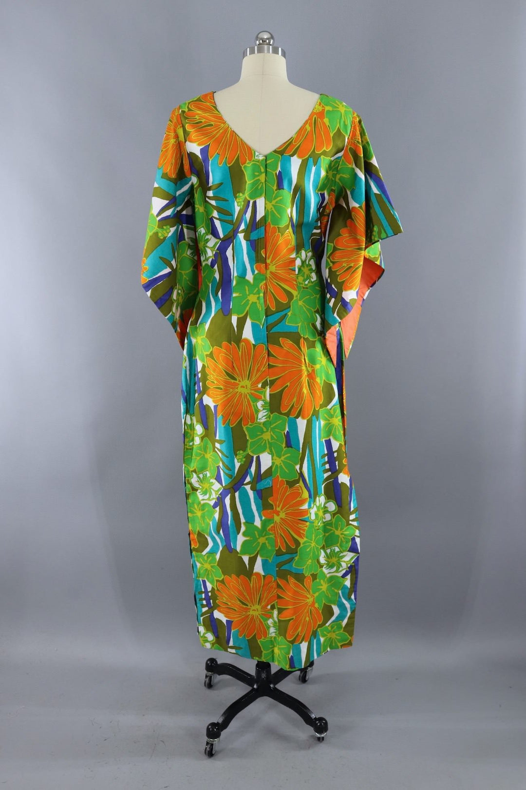 Vintage 1960s Green Floral Print Hawaiian Maxi Dress – ThisBlueBird