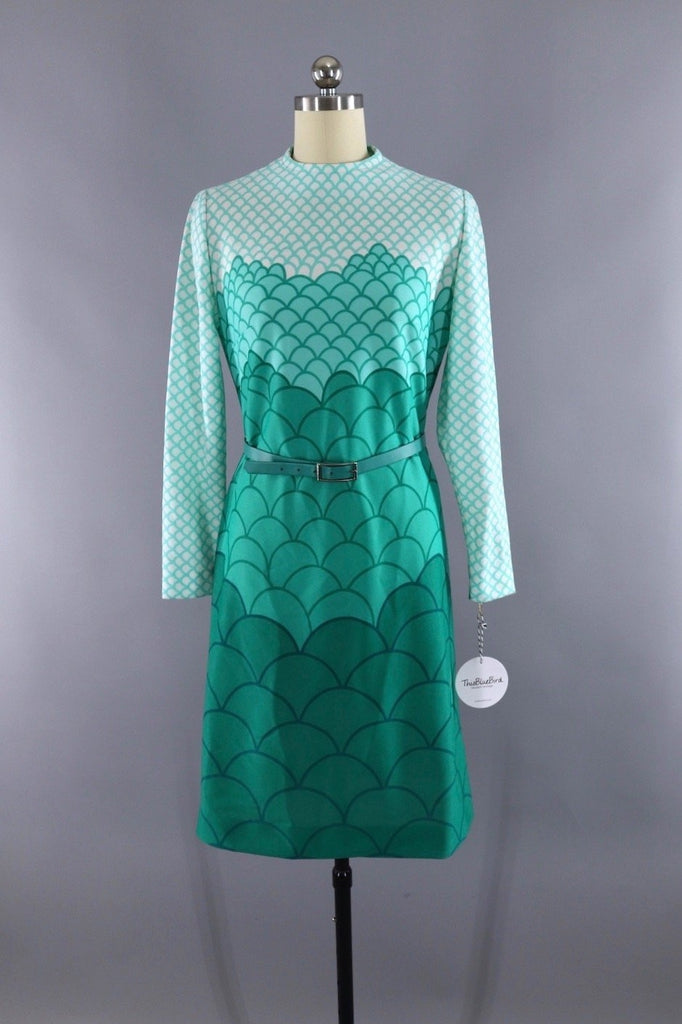 Vintage 1960s Green Segaiha Day Dress - ThisBlueBird