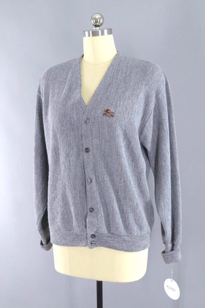 Vintage 1960s Grey Steeplechase Preppy Cardigan Sweater-ThisBlueBird
