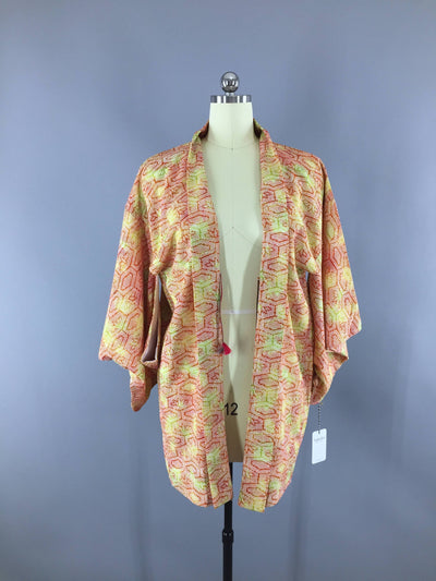 Vintage 1960s Haori Kimono Jacket / Orange Shibori - ThisBlueBird