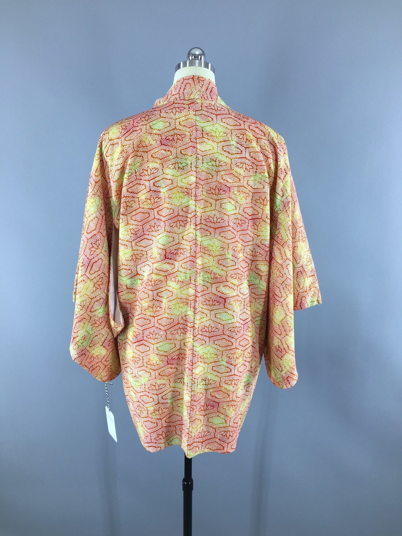 Vintage 1960s Haori Kimono Jacket / Orange Shibori - ThisBlueBird