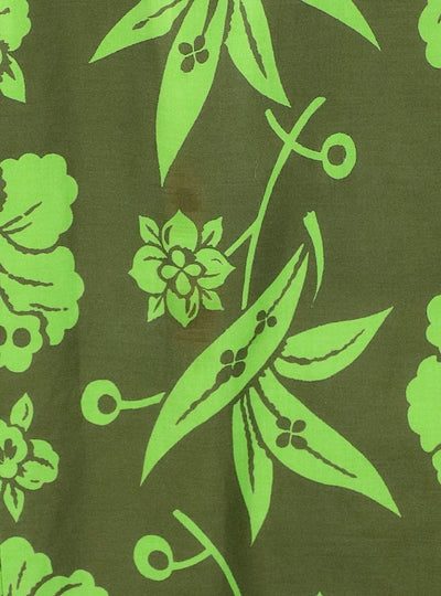 Vintage 1960s Hawaiian Maxi Dress / Olive Green Floral Print - ThisBlueBird