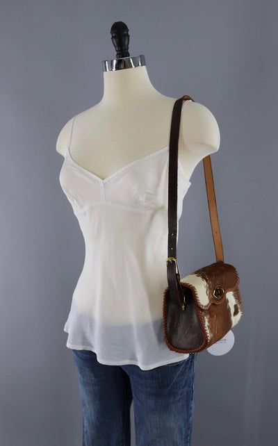 Vintage 1960s Leather Crossbody Bag - ThisBlueBird