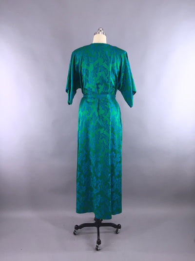 Vintage 1960s Hostess Dress / Emerald Green with Fringe Sash / Saks Fifth Ave - ThisBlueBird