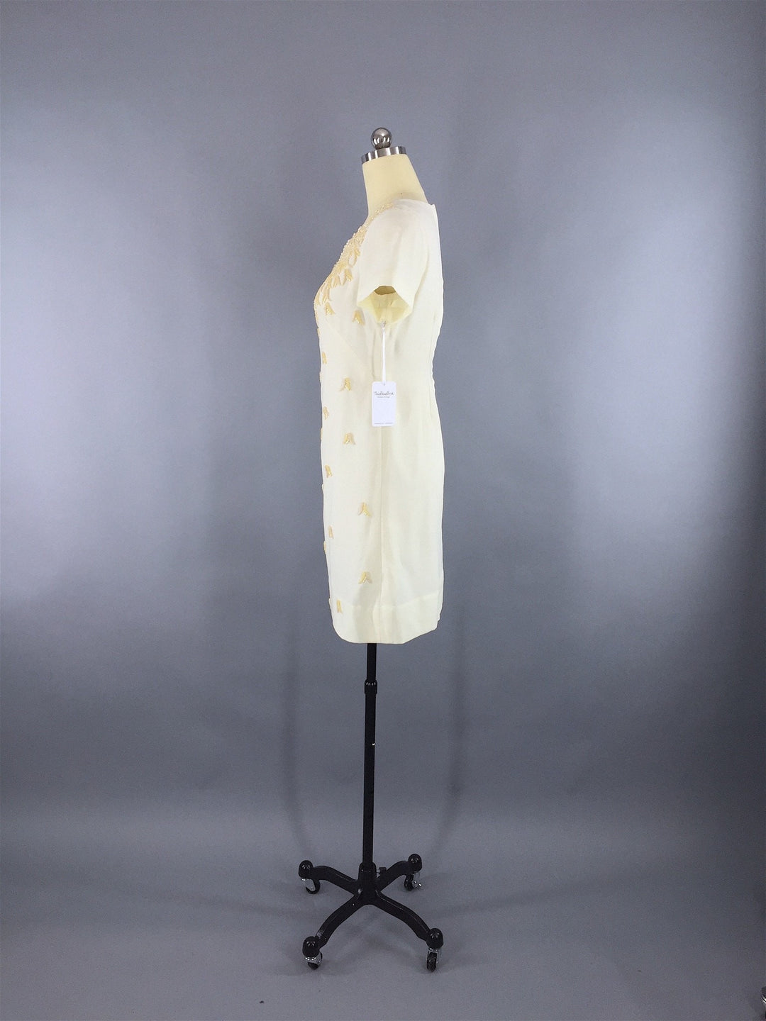 Vintage 1960s Ivory Beaded Dress - ThisBlueBird