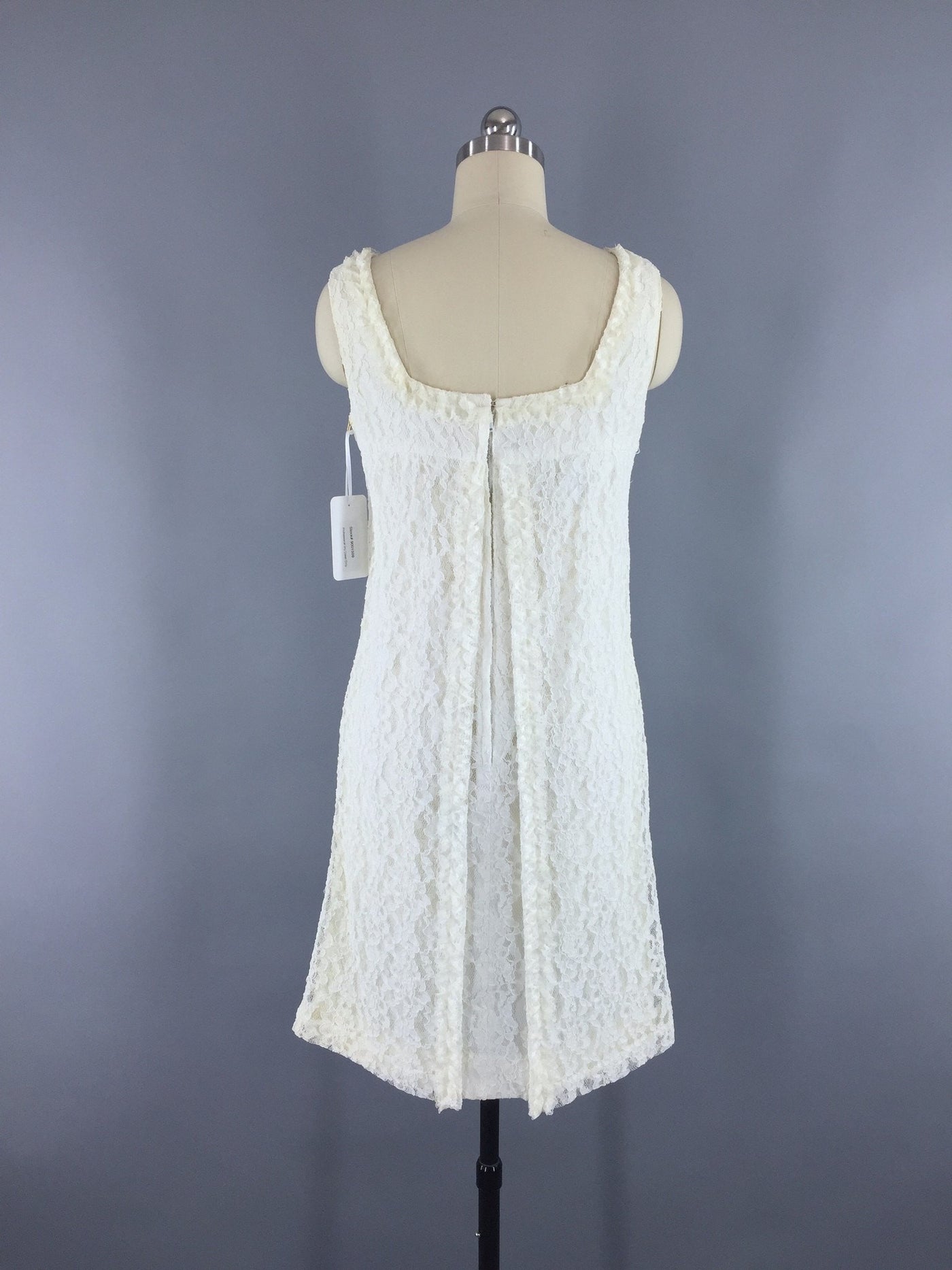 Vintage 1960s Ivory Lace Shift Dress - ThisBlueBird