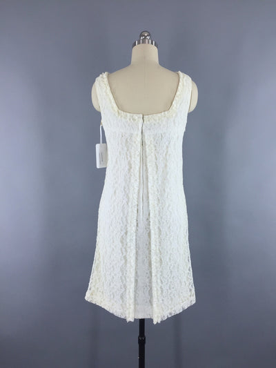 Vintage 1960s Ivory Lace Shift Dress - ThisBlueBird