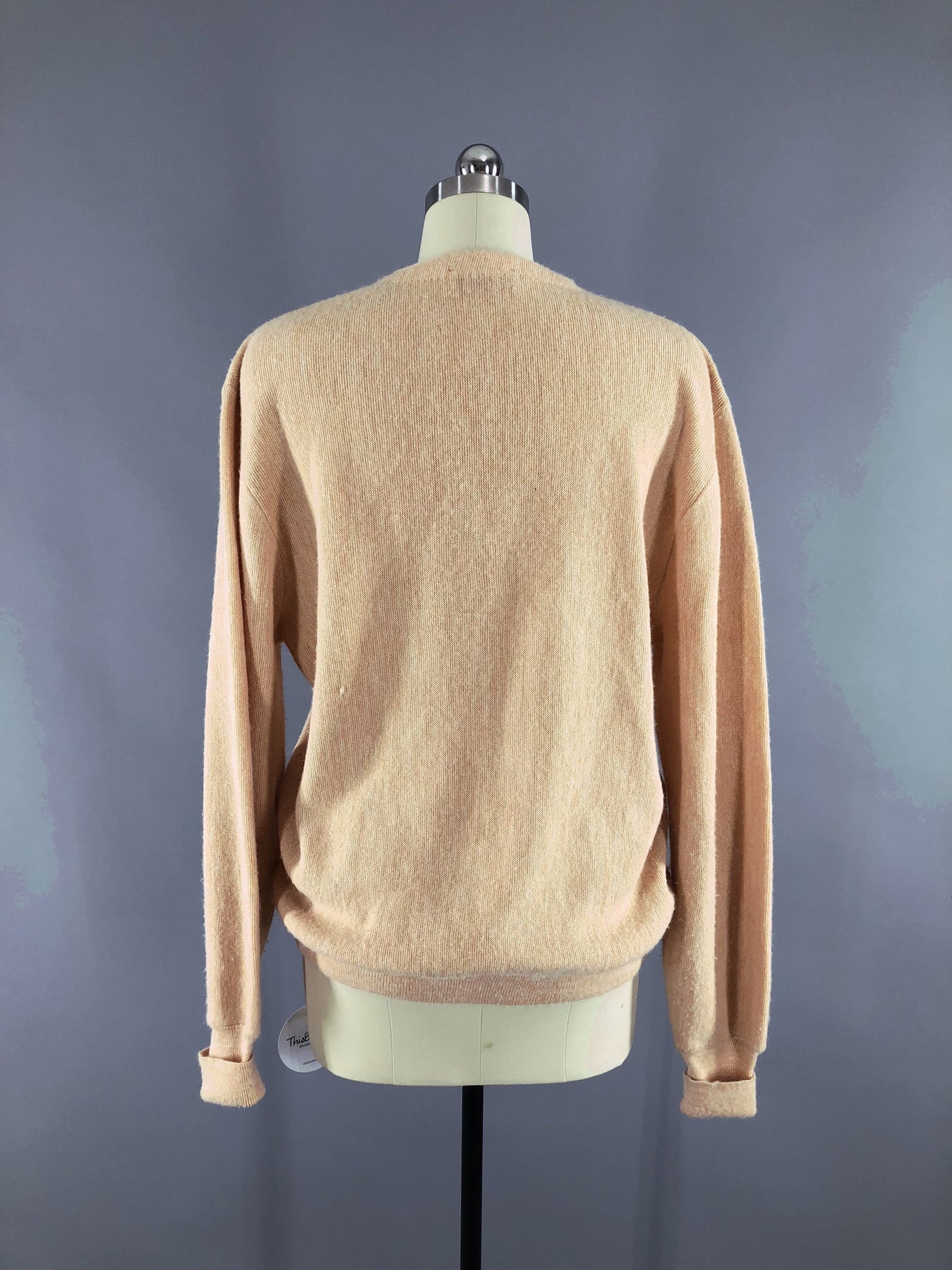 Vintage 1960s IZOD Cardigan Sweater / Apricot Peach - ThisBlueBird