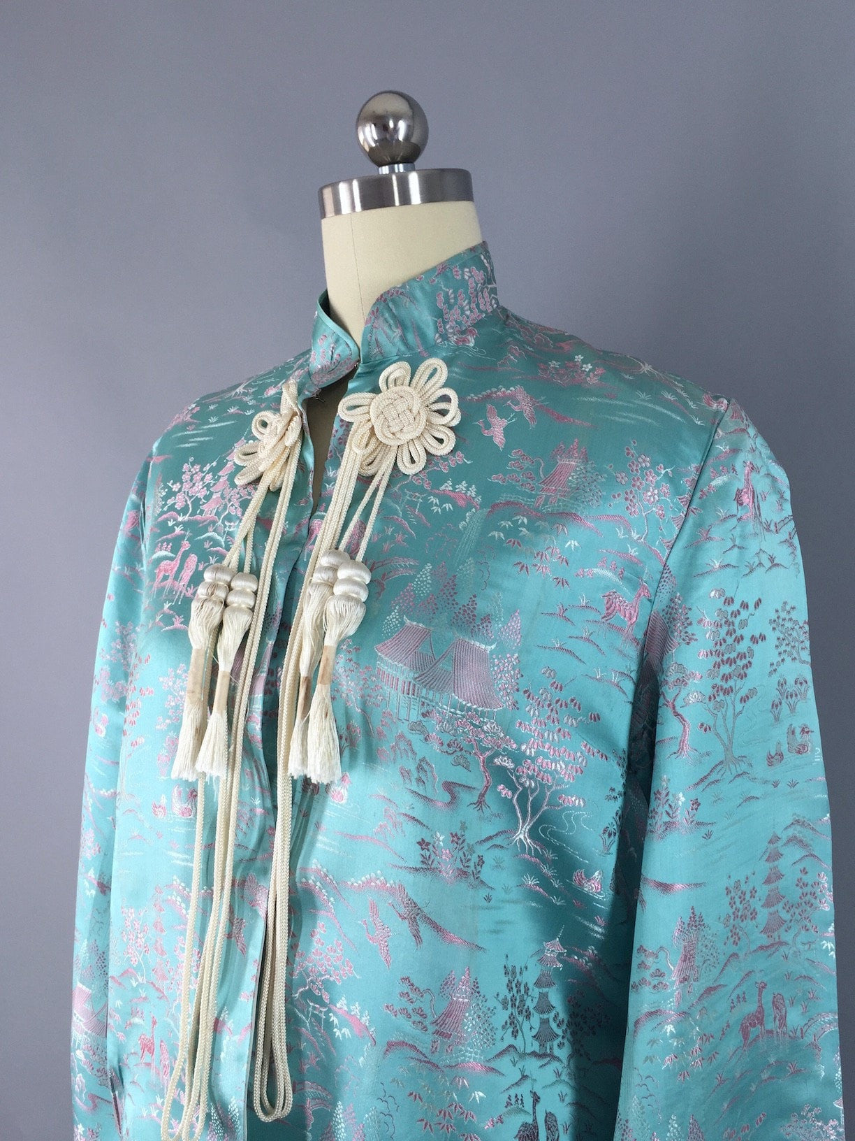 Vintage 1960s Jacket / Asian Blue Satin Brocade Coat – ThisBlueBird
