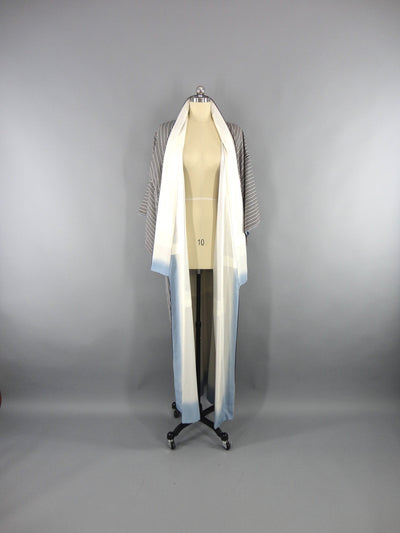 Vintage 1960s Kimono Robe Black and White Pinstripes - ThisBlueBird