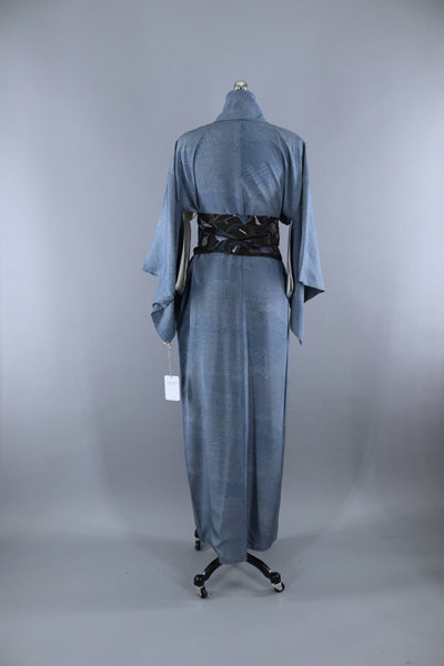 Vintage 1960s Kimono Robe / Tiny Blue Print - ThisBlueBird