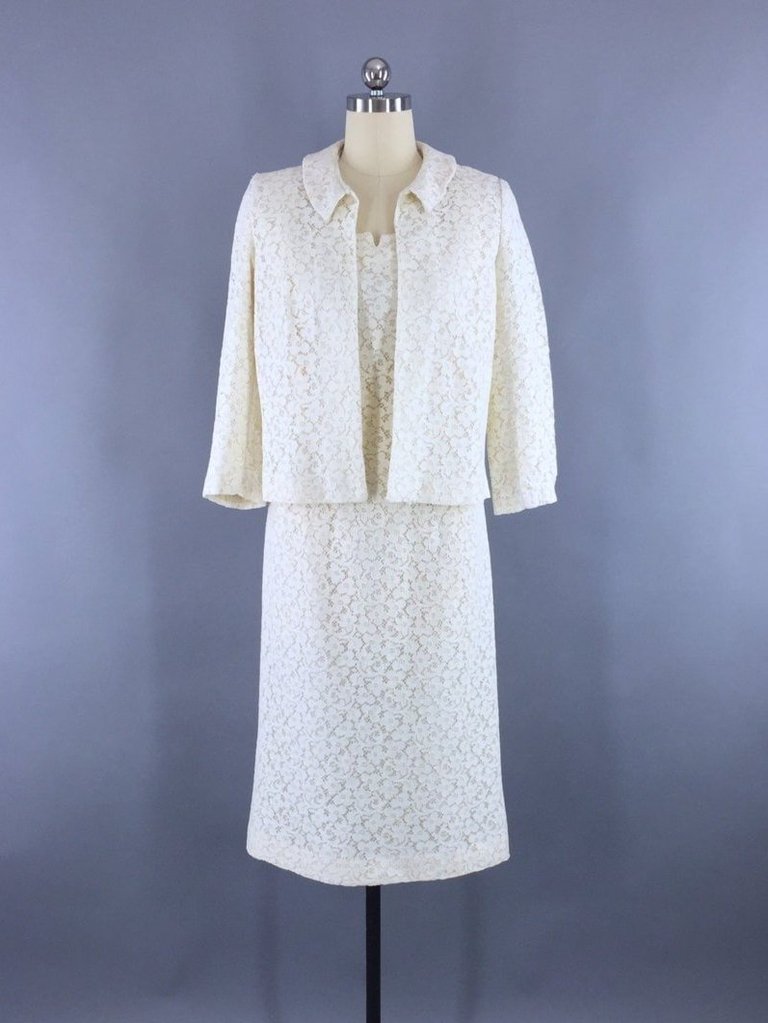 Vintage 1960s Lace Dress and Jacket Set - ThisBlueBird