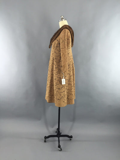 Vintage 1960s Lace Dress / Mink Fur Collar - ThisBlueBird