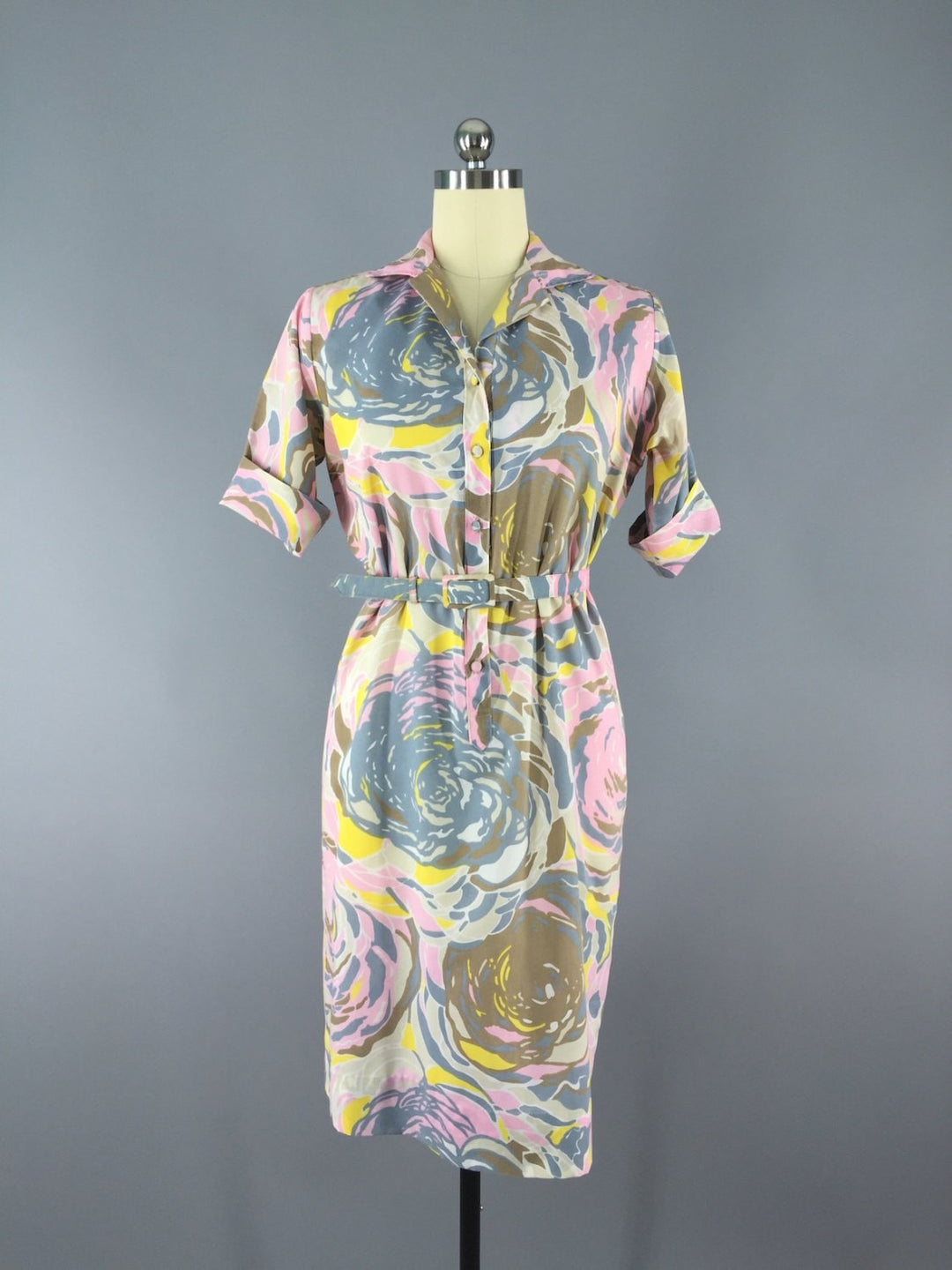 Vintage 1960s Lady Bayard Pink Cotton Day Dress - ThisBlueBird