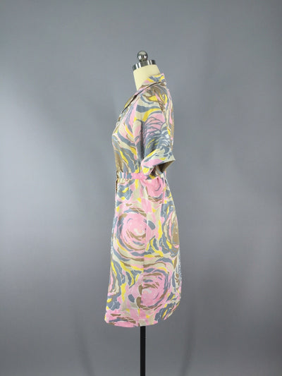 Vintage 1960s Lady Bayard Pink Cotton Day Dress - ThisBlueBird