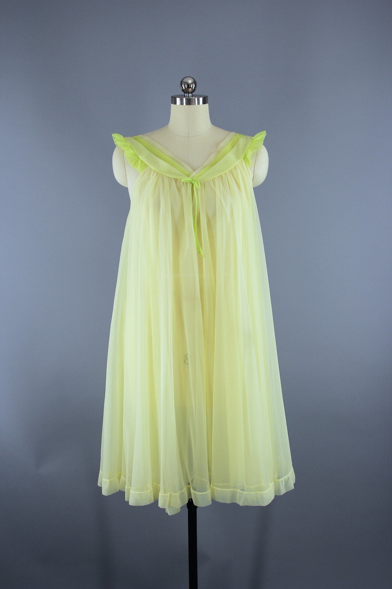 Vintage 1960s Lemon Yellow Nightgown - ThisBlueBird