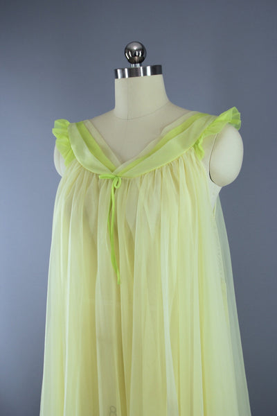 Vintage 1960s Lemon Yellow Nightgown - ThisBlueBird
