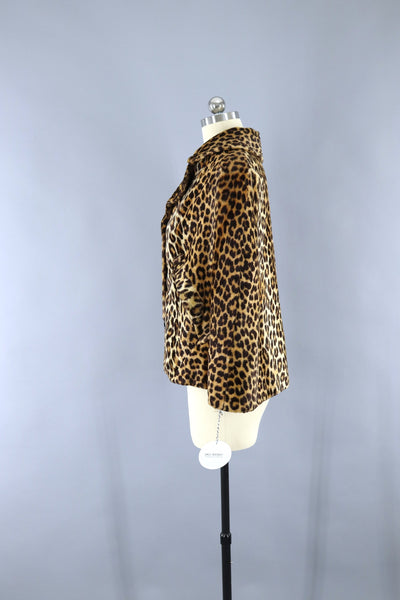 Vintage 1960s Leopard Faux Fur Cape Jacket - ThisBlueBird