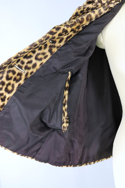 Vintage 1960s Leopard Faux Fur Cape Jacket - ThisBlueBird