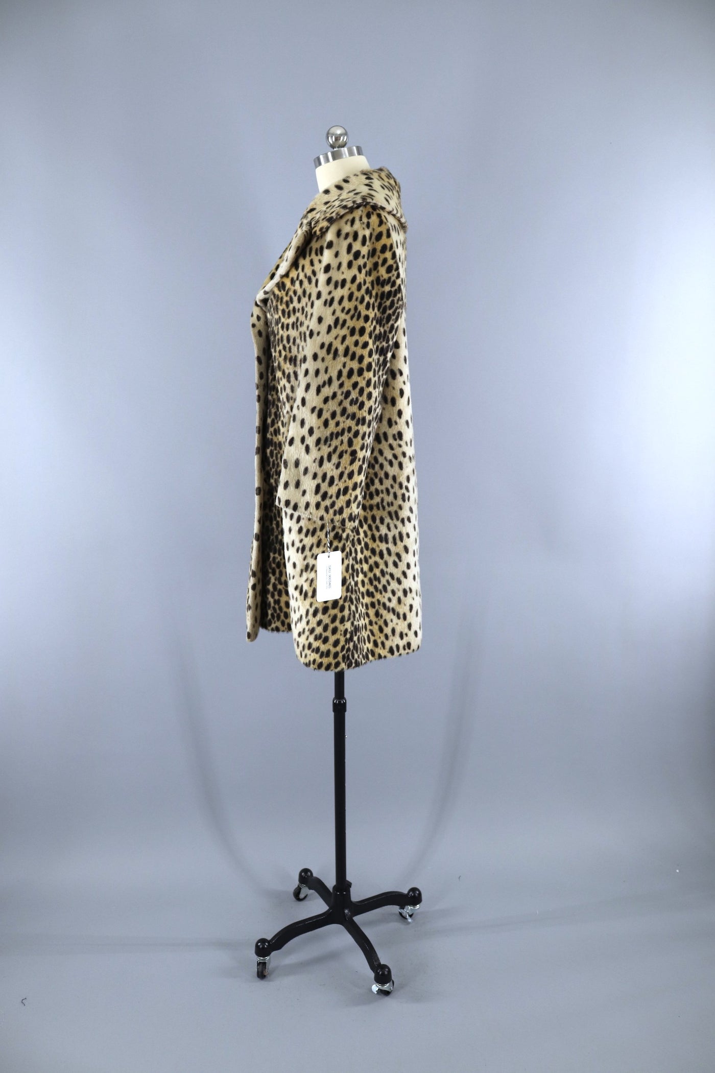 Vintage 1960s Leopard Print Faux Fur Coat - ThisBlueBird