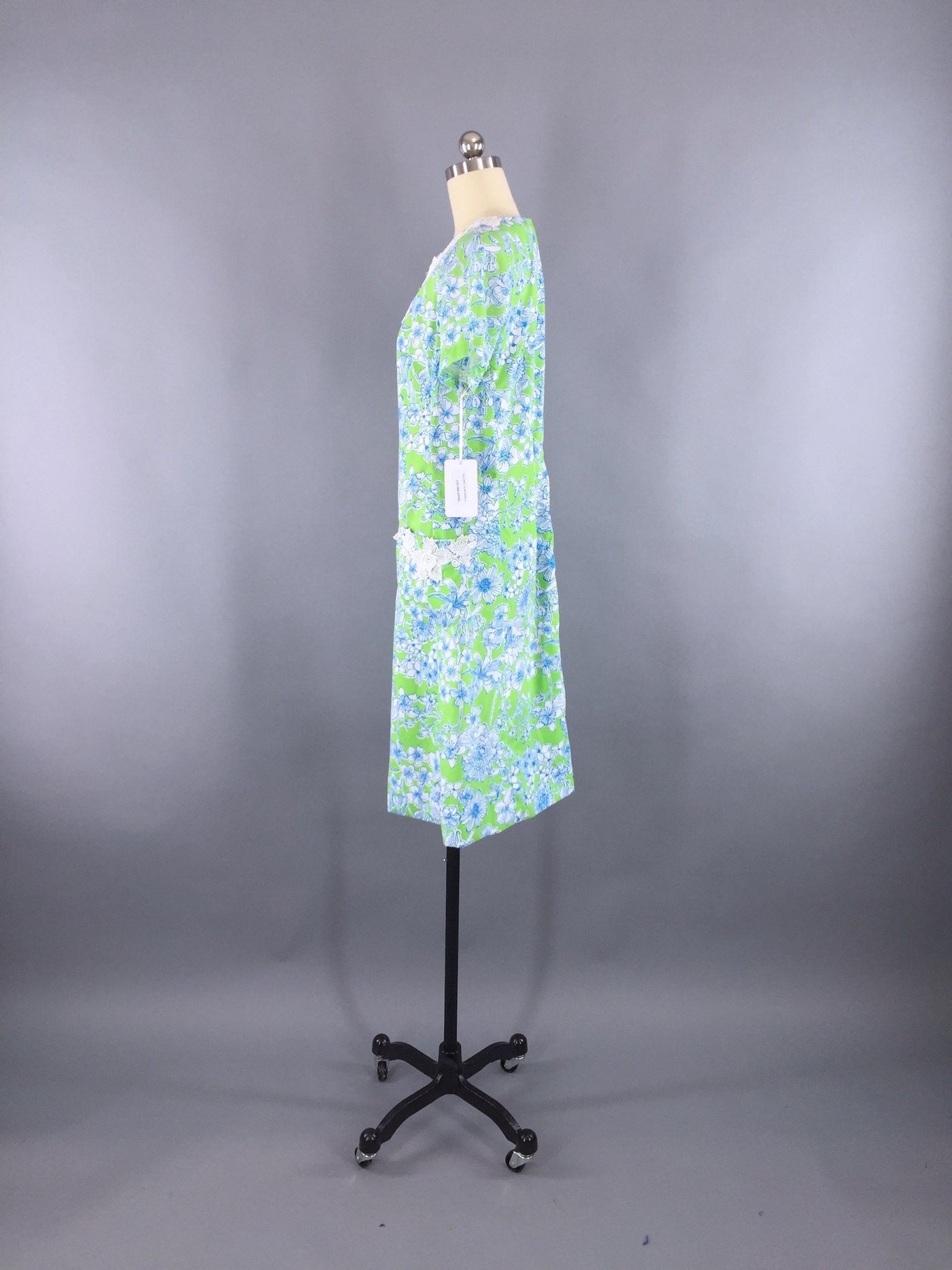 Vintage 1960s Lilly Pulitzer Dress / Preppy Green and Blue Floral Prin ...