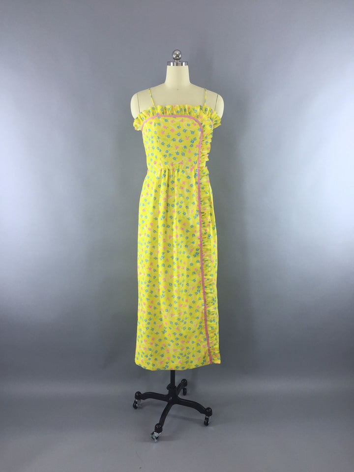 Vintage 1960s Lilly Pulitzer Dress / The Lilly Yellow Floral Print Maxi Dress - ThisBlueBird