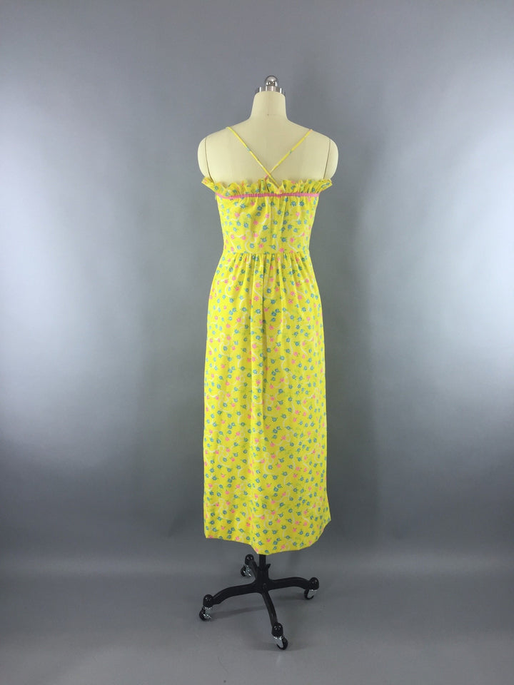 Vintage 1960s Lilly Pulitzer Dress / The Lilly Yellow Floral Print Maxi Dress - ThisBlueBird