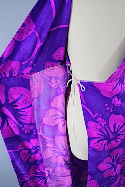 Vintage 1960s Ludy's Purple Hawaiian Wrap Maxi Dress - ThisBlueBird