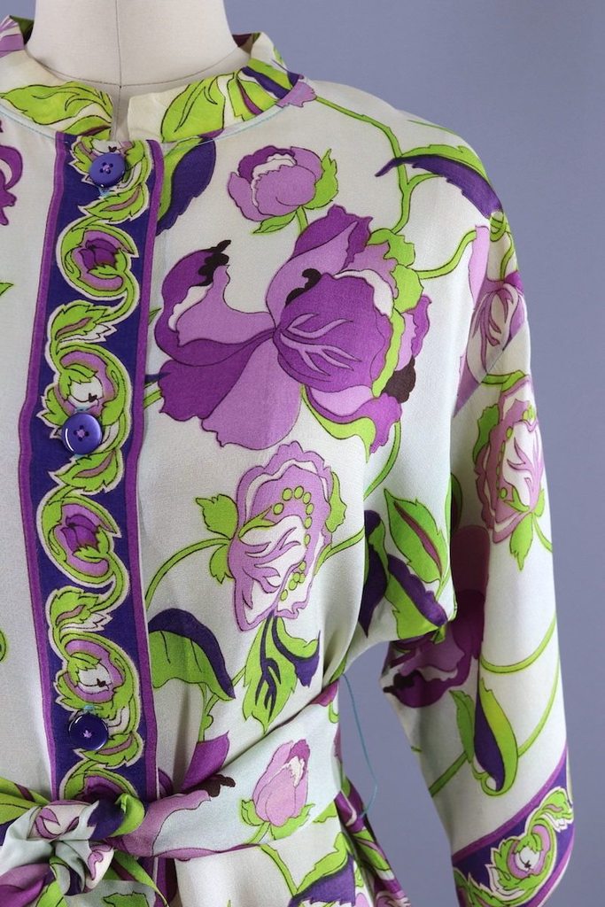 Vintage 1960s Mod Floral Micro Mini Tunic Dress - ThisBlueBird