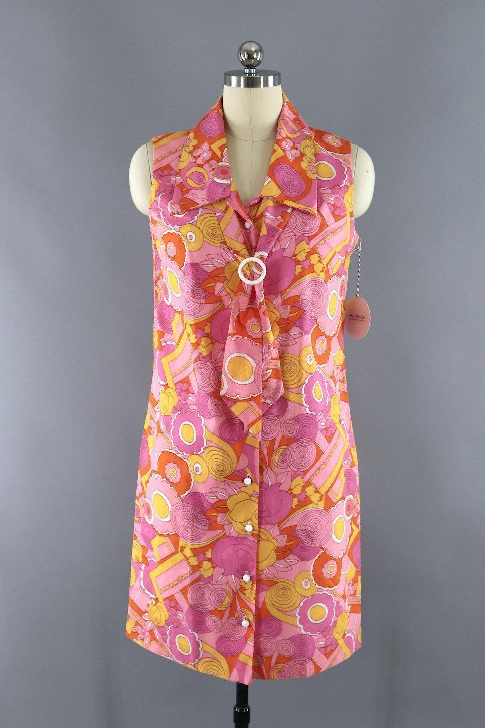 Vintage 1960s Mod Pink Shift Dress - ThisBlueBird