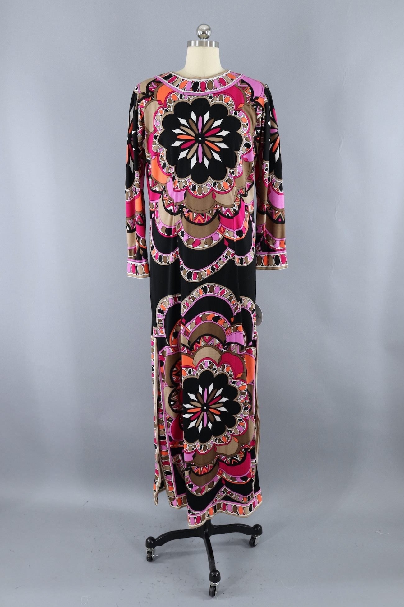 Vintage 1960s Mod Print Caftan Dress-ThisBlueBird - Modern Vintage