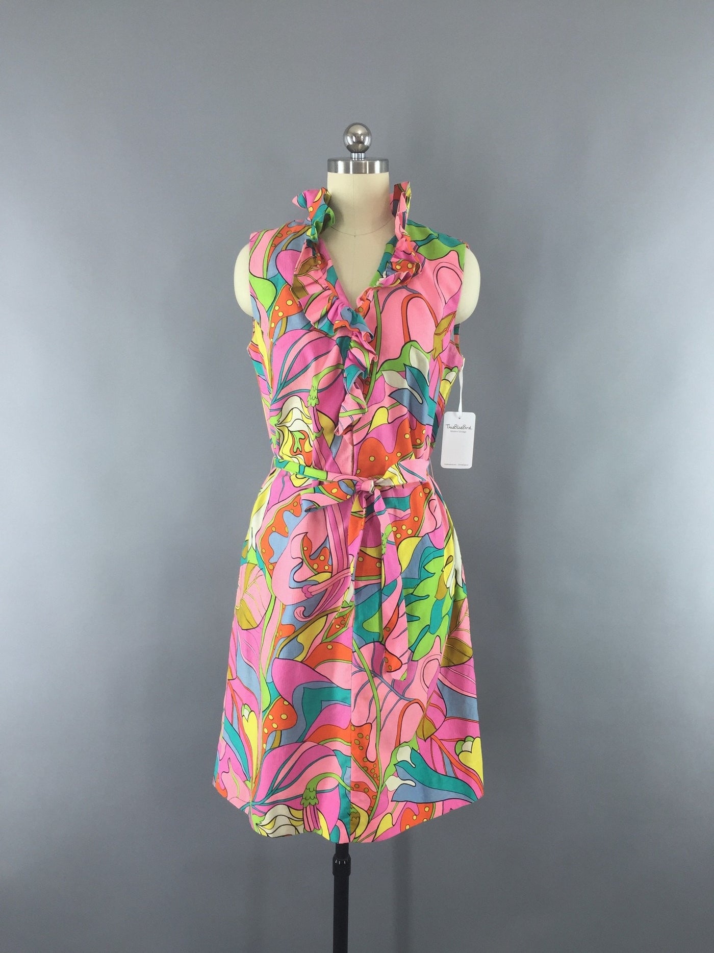 Vintage 1960s Mod Sundress / Pink Neon Abstract Print – ThisBlueBird