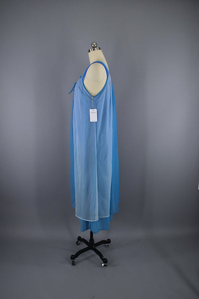 Vintage 1960s Nightgown / Color Block Blue Hues - ThisBlueBird