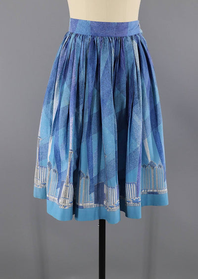 Vintage 1960s Novelty Print Skirt / 1962 SEATTLE SPACE NEEDLE / Century 21 Expo World's Fair - ThisBlueBird